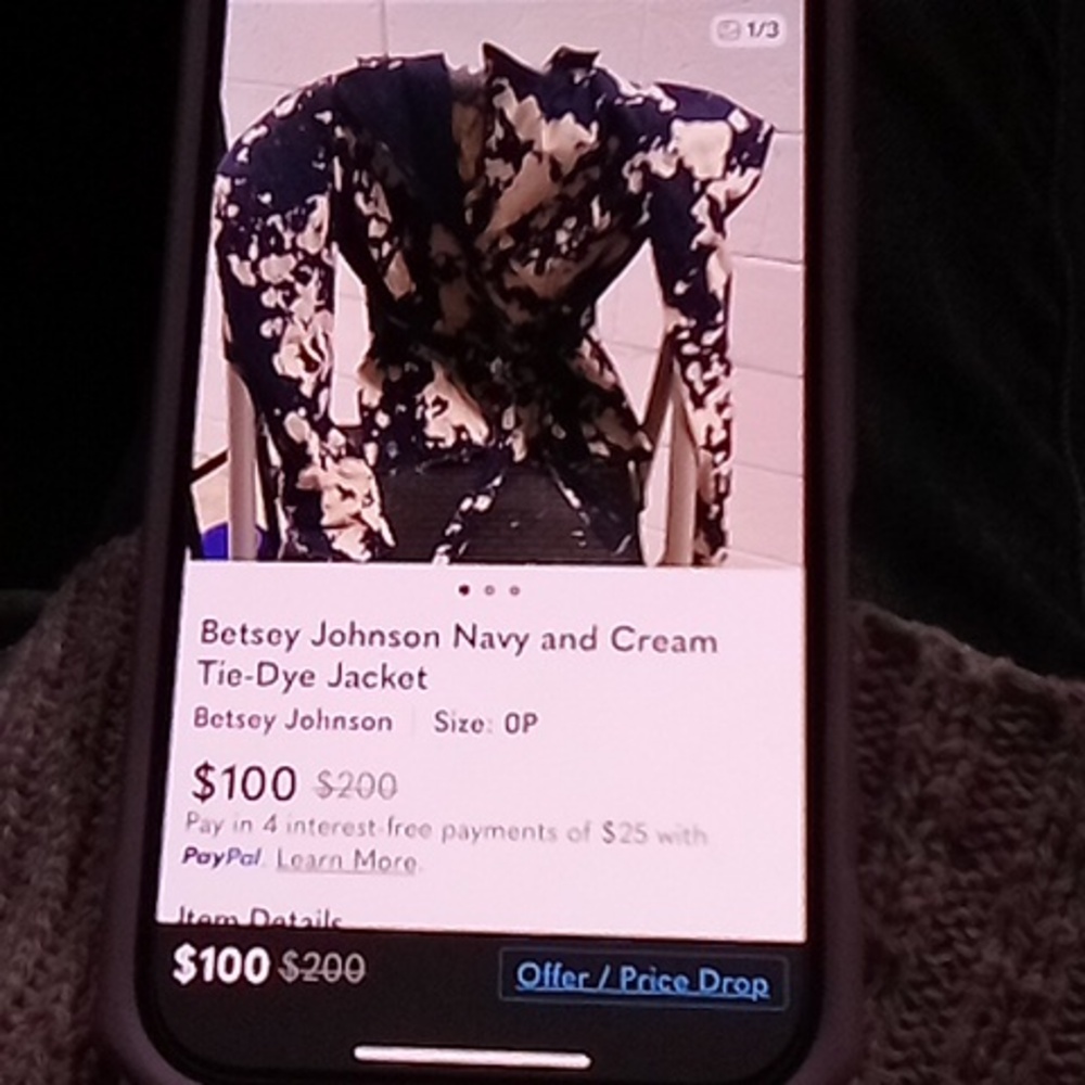 Betsey Johnson Blue and White Patterned Jacket